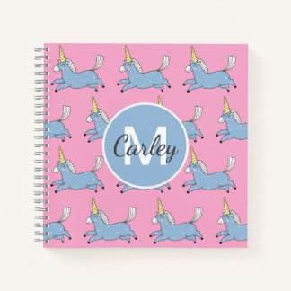 Cuaderno Patrón de Unicornio Adorable Rosa Personalizado