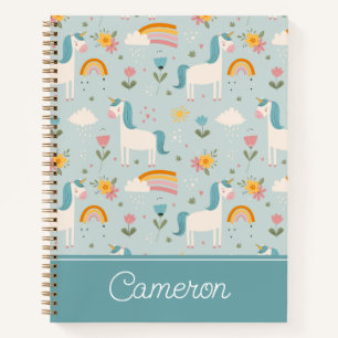 Cuaderno Patrón de Unicornio de arcoiris pastel