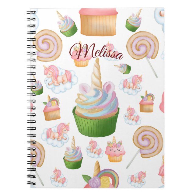 Cuaderno Patrón de unicornio de Cupakes Pink (Frente)