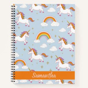 Cuaderno Patrón de unicornio y arcoiris