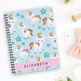 Cuaderno Patrón De Unicornios, Unicornios Cutos, Su Nombre