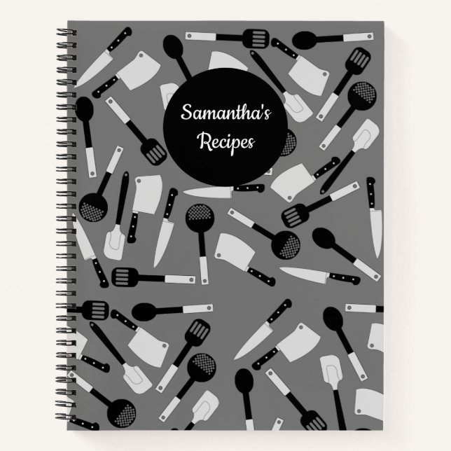 Cuaderno Patrón de utensilios de cocina personalizados (Anverso)