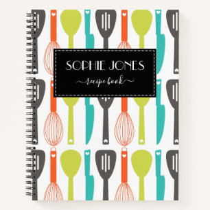 Cuaderno Patrón de utensilios de cocina retro
