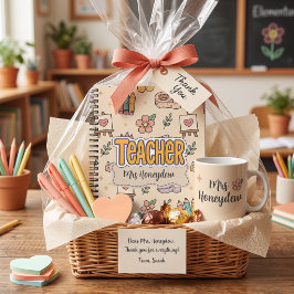 Cuaderno Patrón de útiles escolares de profesora de pastel