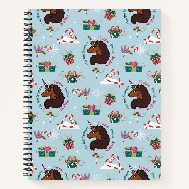 Cuaderno Patrón de vacaciones de Afro Unicornio (Anverso)