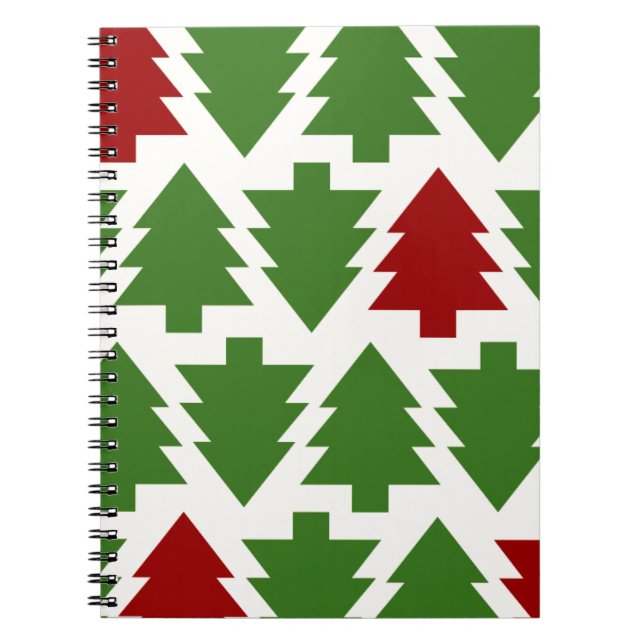 Cuaderno Patrón de vacaciones de árboles de Navidad (Frente)