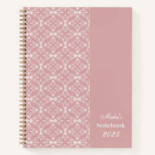 Cuaderno Patrón de vector de rosa polvorienta con nombre pe