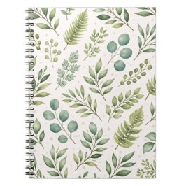Cuaderno Patrón de Vegetación al Acuarela | Hojas Botánicas