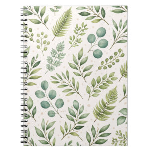 Cuaderno Patrón de Vegetación al Acuarela Hojas Botánicas