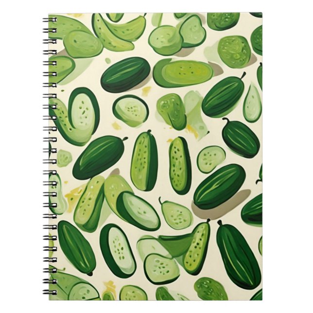 Cuaderno Patrón de vegetación verde vibrante (Frente)
