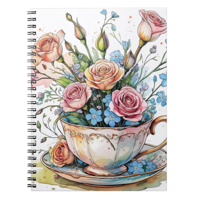 Cuaderno Patrón de ventilación floral - Arte de Boho acuare (Frente)