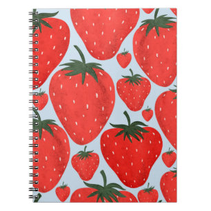 Cuaderno Patrón de verano con fresas aisladas en la luz