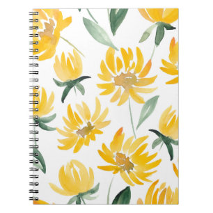 Cuaderno Patrón de verano de hojas de flores amarillas