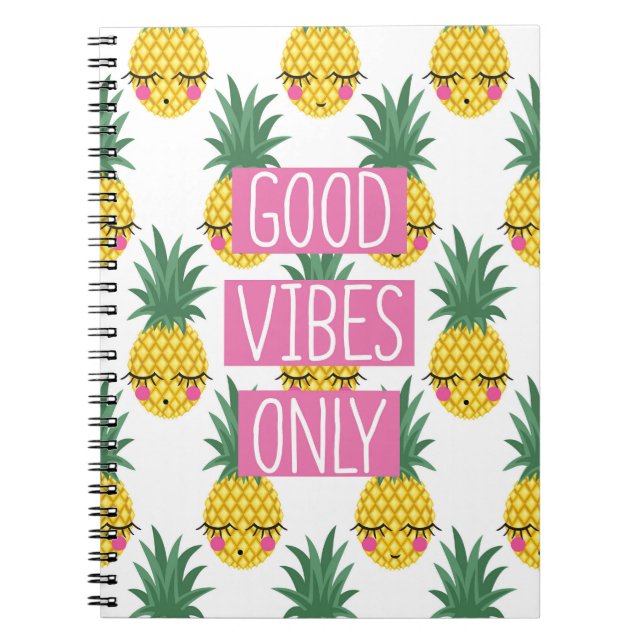 Cuaderno Patrón de verano de piñas de buenas vibraciones (Frente)
