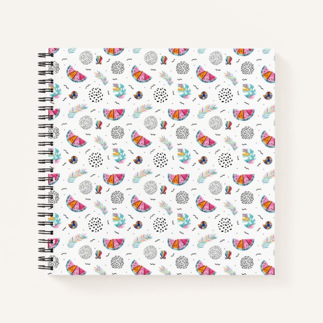 Cuaderno Patrón de verano tropical de estilo Memphis (Anverso)