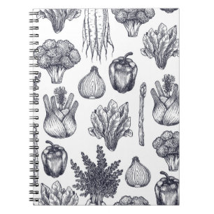 Cuaderno Patrón de verduras frescas sin soldadura. Broccoli