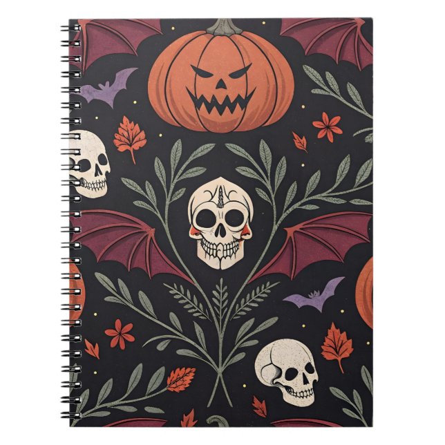 Cuaderno Patrón de vibraciones de Halloween (Frente)