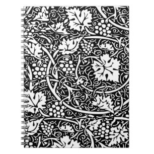 Cuaderno Patrón de vid de uva negra y blanca de William Mor