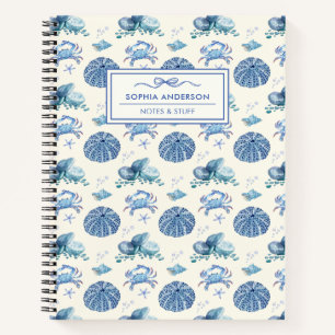 Cuaderno Patrón de vida marina en acuarela, espiral persona
