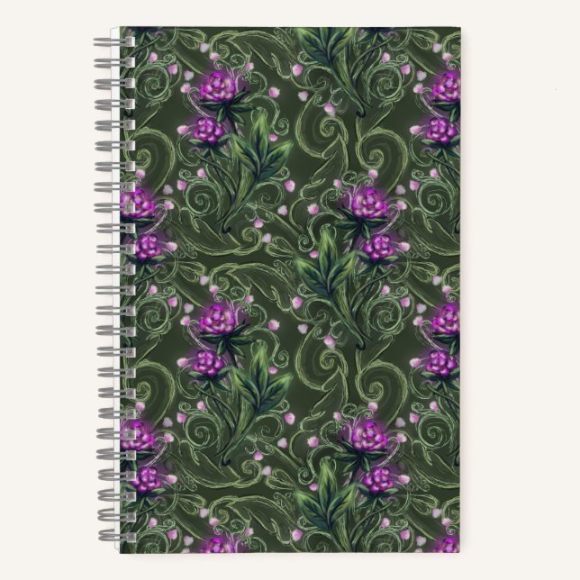 Cuaderno Patrón de vinagre de cerezo de bosque encantado (Anverso)