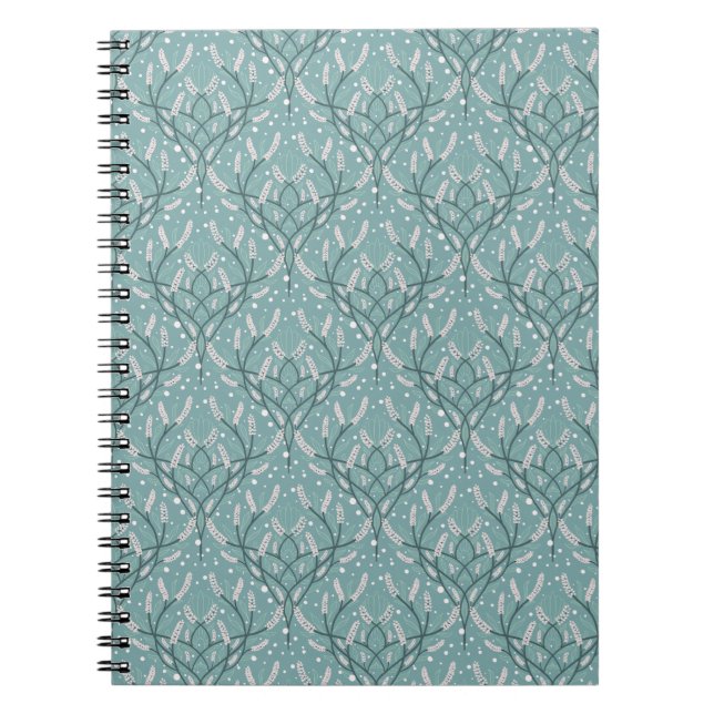 Cuaderno Patrón de vino botánico verde suave (Frente)