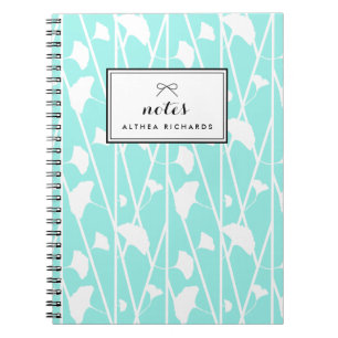 Cuaderno Patrón de vinos florales elegantes Aqua Personaliz