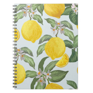 Cuaderno Patrón de vintage de fruta tropical limón