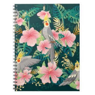 Cuaderno Patrón de vintage de loro de Cockatiel