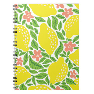 Cuaderno Patrón de vintage de verano del cítrico limón