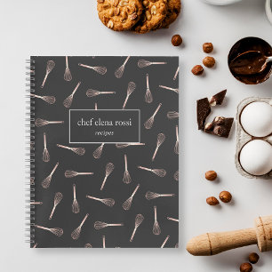 Cuaderno Patrón de Whisk de Oro Rosa   Receta para la resta