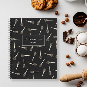 Cuaderno Patrón de Whisk negro y dorado   Receta para la re