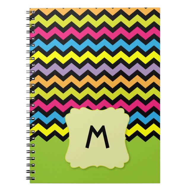 Cuaderno Patrón de Zigzag Colorido Agregar Nombre (Frente)