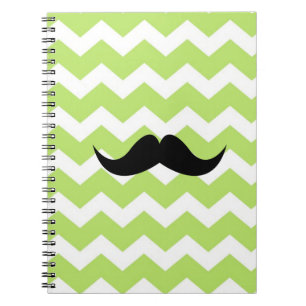 Cuaderno Patrón de zigzag de chevron verde moda de bigote n