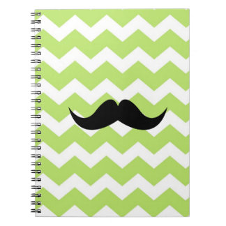 Cuaderno Patrón de zigzag de chevron verde moda de bigote n