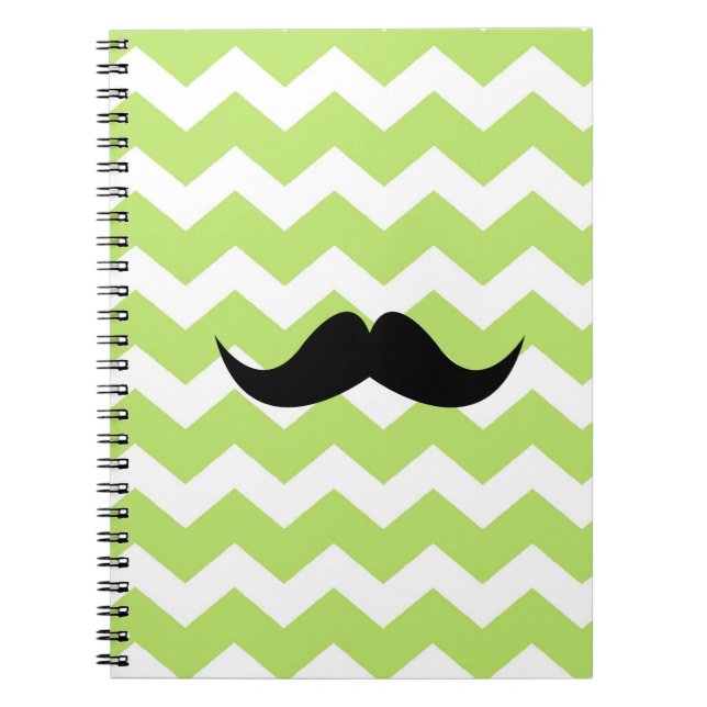 Cuaderno Patrón de zigzag de chevron verde moda de bigote n (Frente)