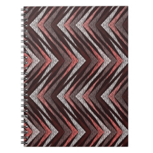 Cuaderno Patrón de zigzag de coral, gris, marrón.