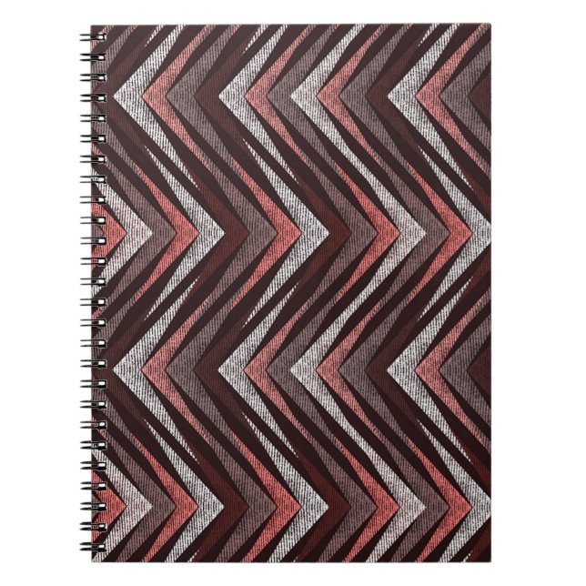 Cuaderno Patrón de zigzag de coral, gris, marrón. (Frente)