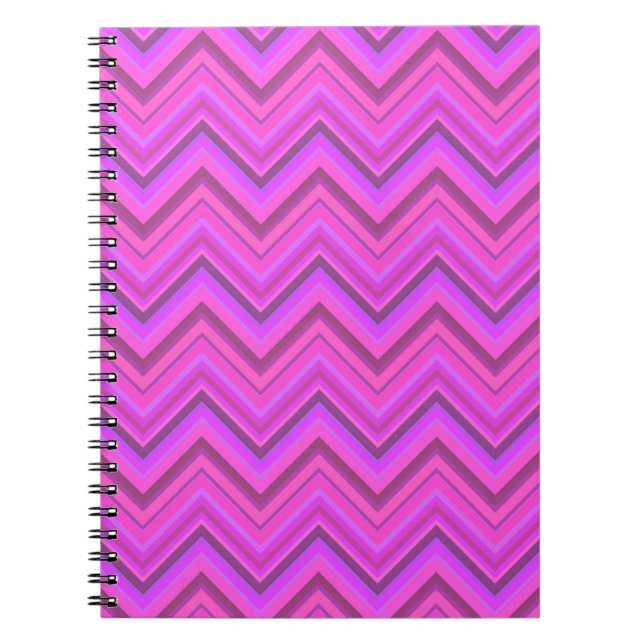 Cuaderno Patrón de zigzag de rayas rosas (Frente)