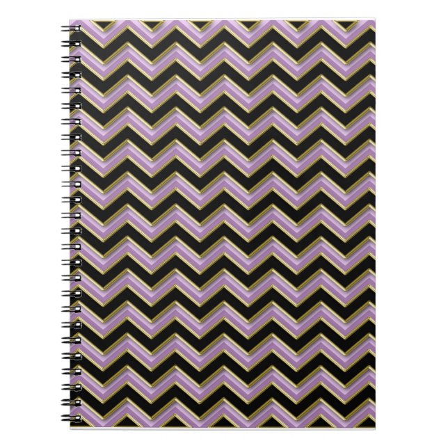 Cuaderno Patrón de zigzag negro de oro antimetista (Frente)