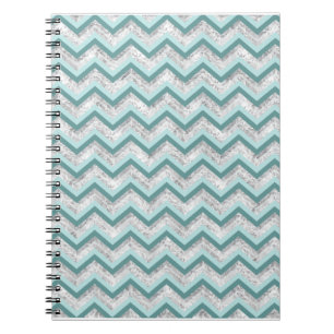 Cuaderno Patrón de zigzag verde azulado y cristal