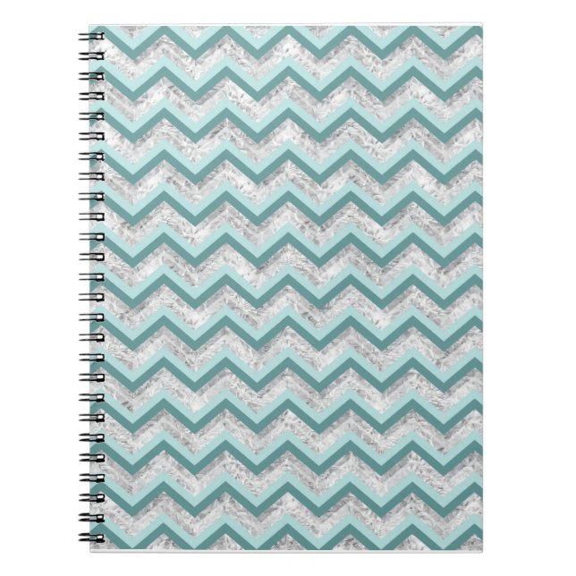 Cuaderno Patrón de zigzag verde azulado y cristal (Frente)