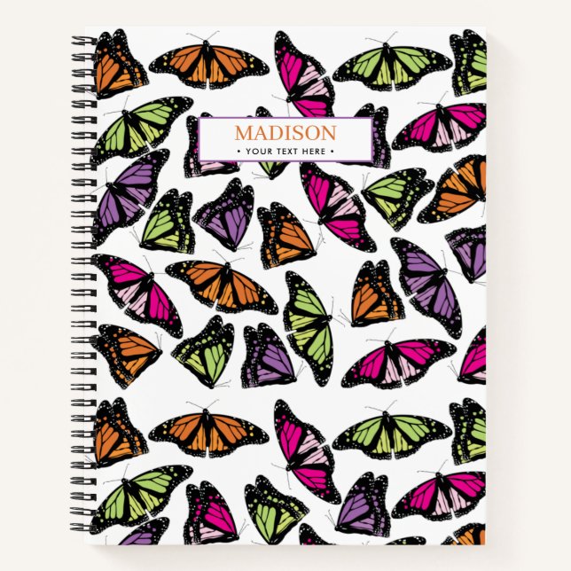 Cuaderno Patrón decorativo de mariposas coloridas (Anverso)