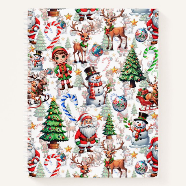 Cuaderno Patrón decorativo de Navidad con fondo blanco (Anverso)