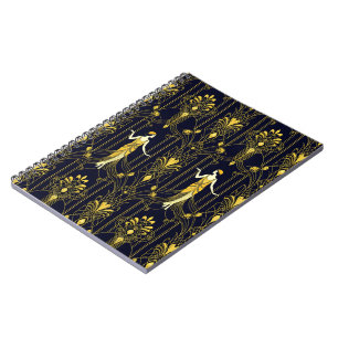 Cuaderno Patrón decorativo dorado y negro de Gabsy