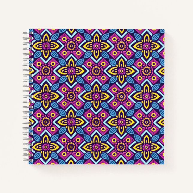 Cuaderno Patrón decorativo geométrico vibrante (Anverso)