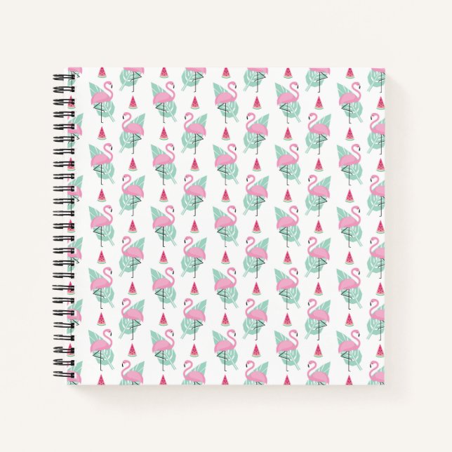 Cuaderno Patrón del Pastel de Flamingo y sandía (Anverso)