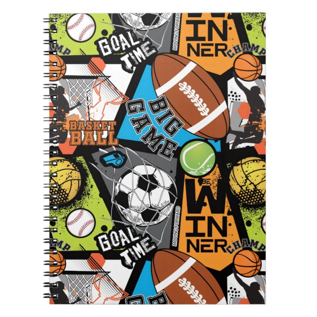 Cuaderno Patrón Deportivo Con Balones (Frente)