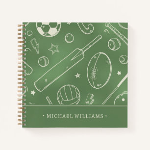 Cuaderno Patrón deportivo verde   Añadir su nombre