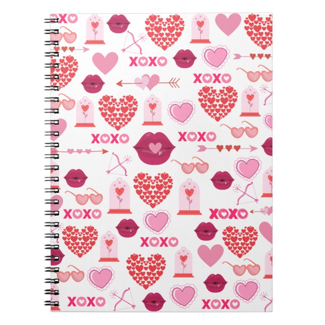 Cuaderno Patrón Día de San Valentín 2023 Fondo con corazón (Frente)