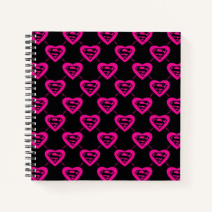 Cuaderno Patrón diagonal del corazón superchica
